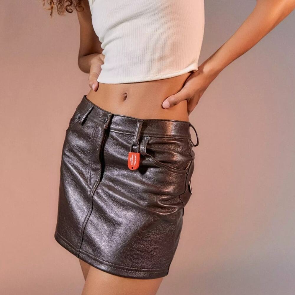 Urban Outfitters x Fiorucci Sofia Faux Leather Mini Skirt Size medium. NWOT.